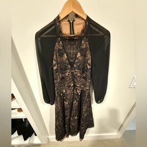 Elegant Black and Gold Lace Dress
